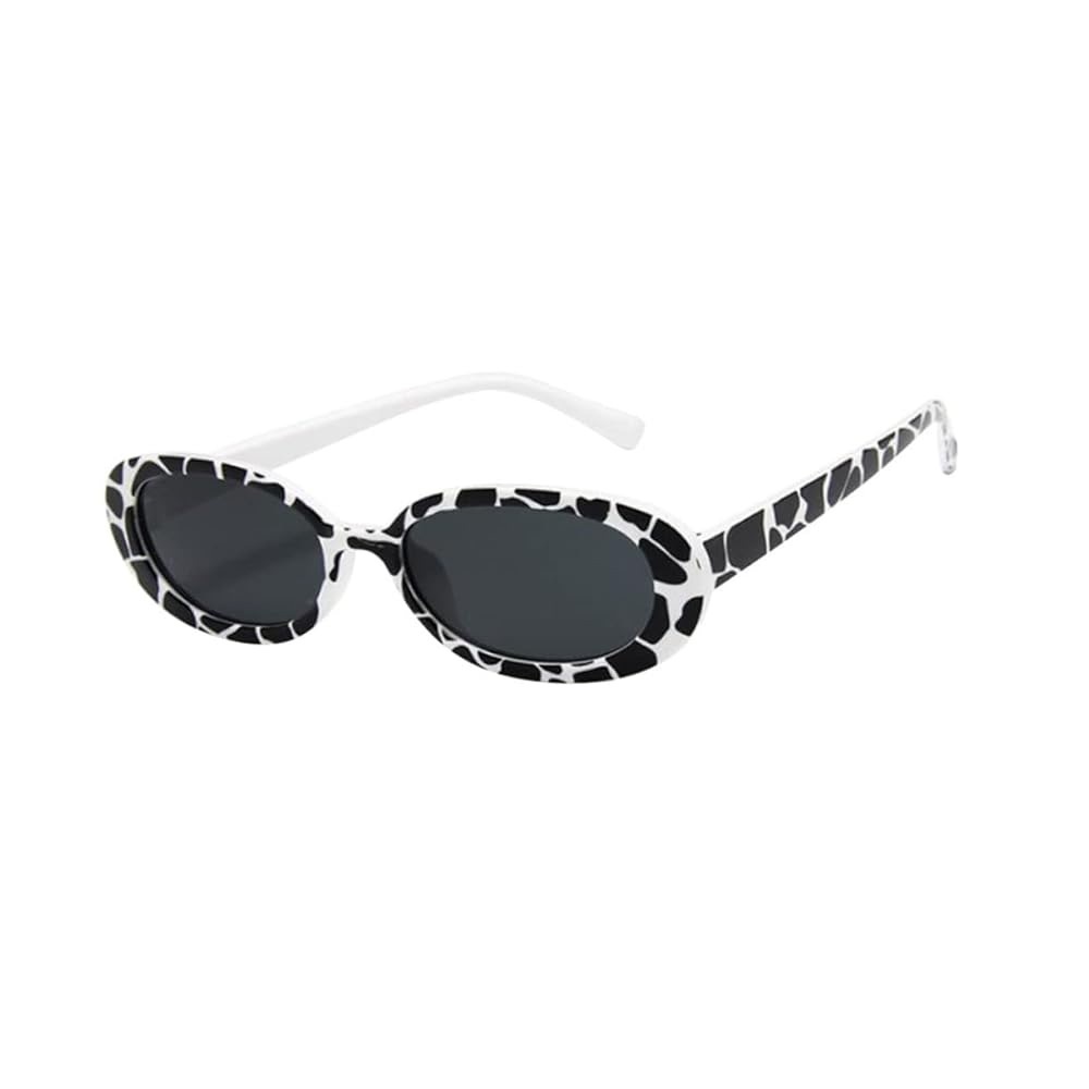 1pc Fashionable Cow Printed Oval Frame Y2K Unisex Oversized Fashion Glasses - Picture 7 of 7